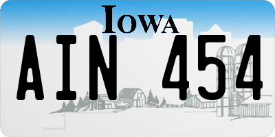 IA license plate AIN454
