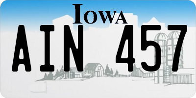 IA license plate AIN457