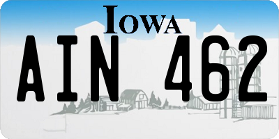 IA license plate AIN462