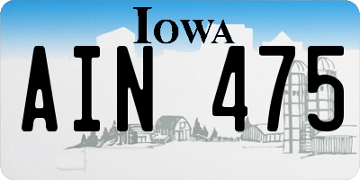 IA license plate AIN475