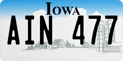 IA license plate AIN477