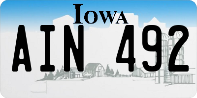IA license plate AIN492