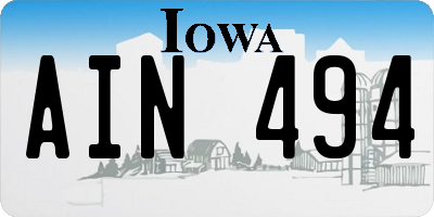 IA license plate AIN494