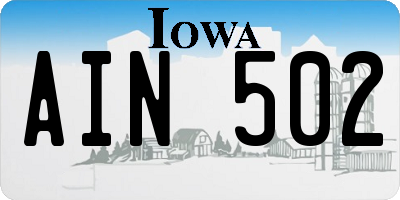 IA license plate AIN502