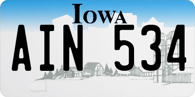 IA license plate AIN534