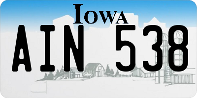IA license plate AIN538
