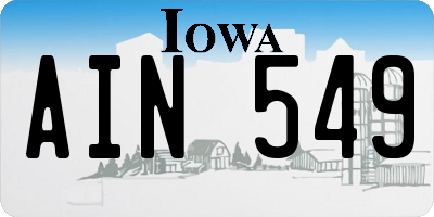 IA license plate AIN549