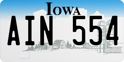 IA license plate AIN554