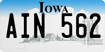 IA license plate AIN562