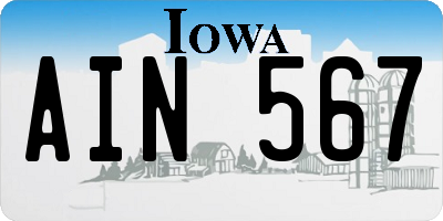 IA license plate AIN567