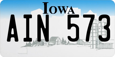 IA license plate AIN573