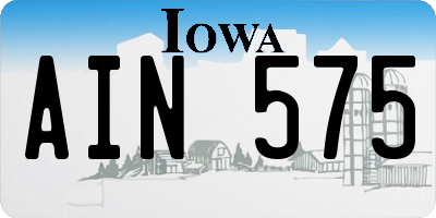 IA license plate AIN575