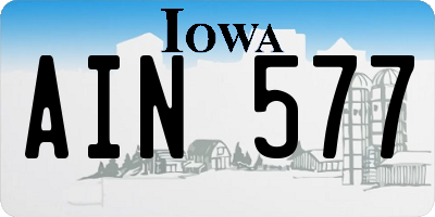 IA license plate AIN577