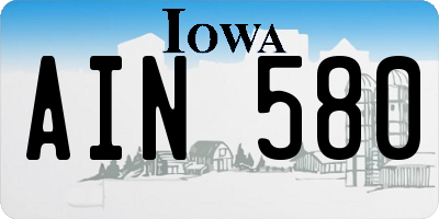 IA license plate AIN580