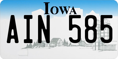 IA license plate AIN585