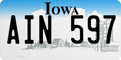 IA license plate AIN597
