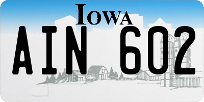 IA license plate AIN602