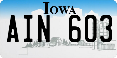 IA license plate AIN603