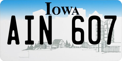 IA license plate AIN607