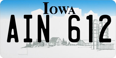 IA license plate AIN612