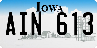 IA license plate AIN613