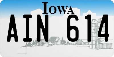 IA license plate AIN614