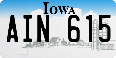 IA license plate AIN615
