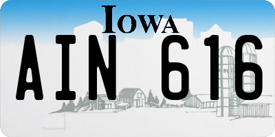 IA license plate AIN616