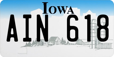IA license plate AIN618