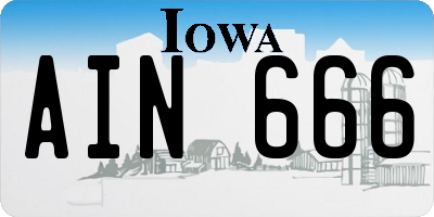 IA license plate AIN666