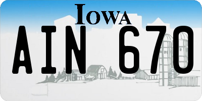 IA license plate AIN670