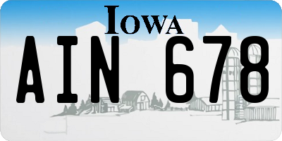 IA license plate AIN678
