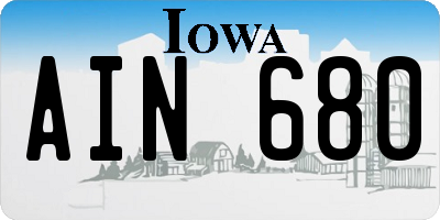 IA license plate AIN680