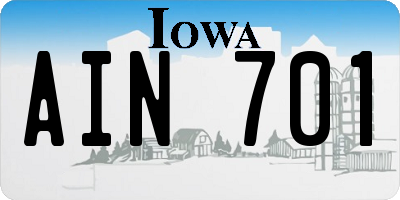 IA license plate AIN701
