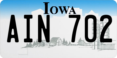 IA license plate AIN702