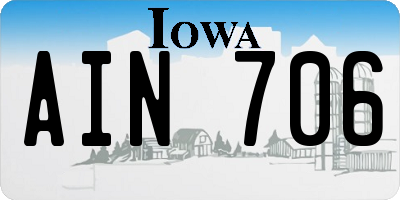 IA license plate AIN706