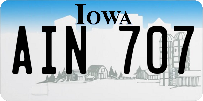 IA license plate AIN707