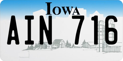 IA license plate AIN716
