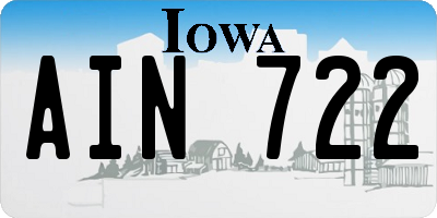 IA license plate AIN722