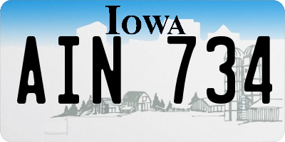 IA license plate AIN734