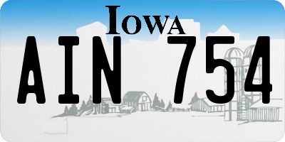 IA license plate AIN754