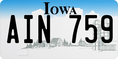 IA license plate AIN759
