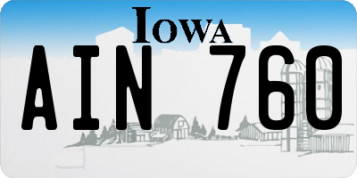IA license plate AIN760