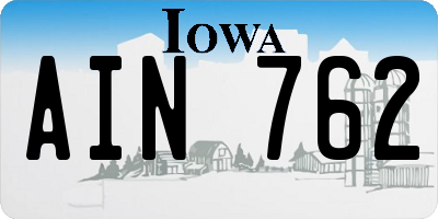 IA license plate AIN762