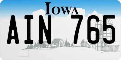 IA license plate AIN765