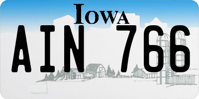 IA license plate AIN766