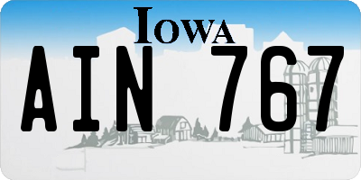 IA license plate AIN767