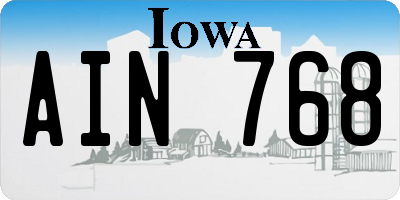 IA license plate AIN768
