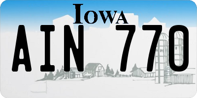 IA license plate AIN770