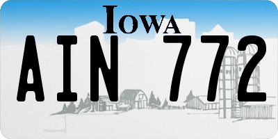 IA license plate AIN772